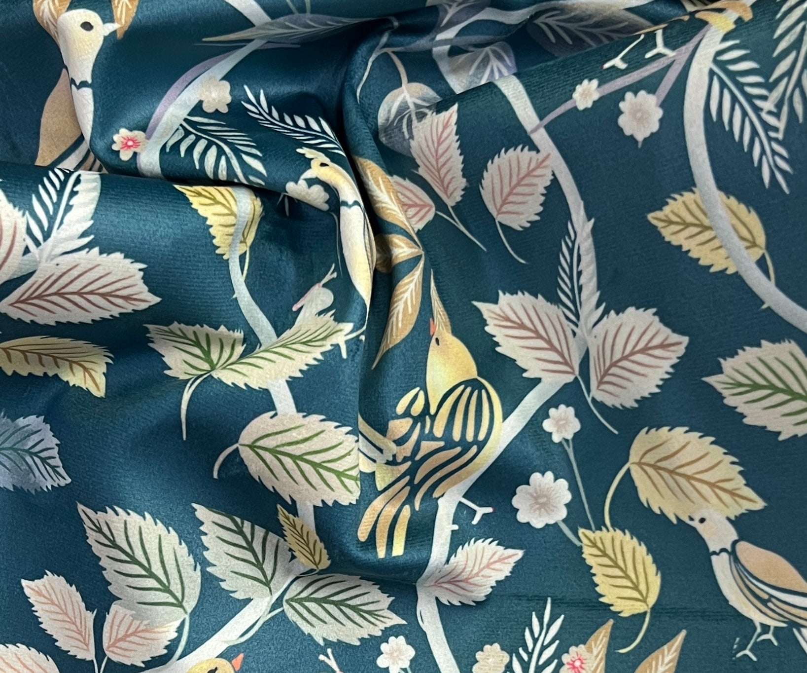 Velvet in Floral Parrot Design –  Window Treatments (Tropical Bloom)