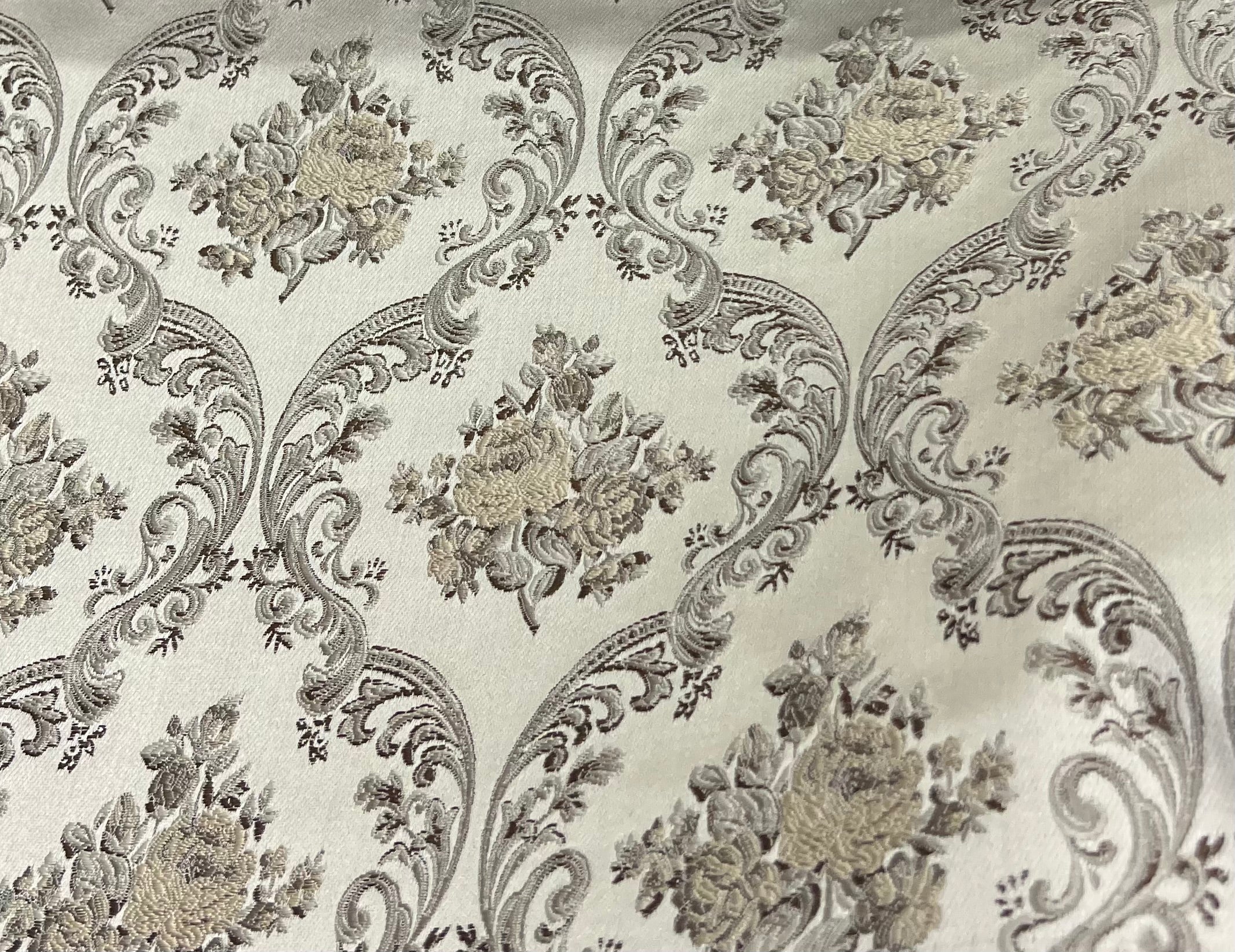 Jacquard Brocade in Damask  – Ideal for Upholstery & Drapes (Victorian Grace)