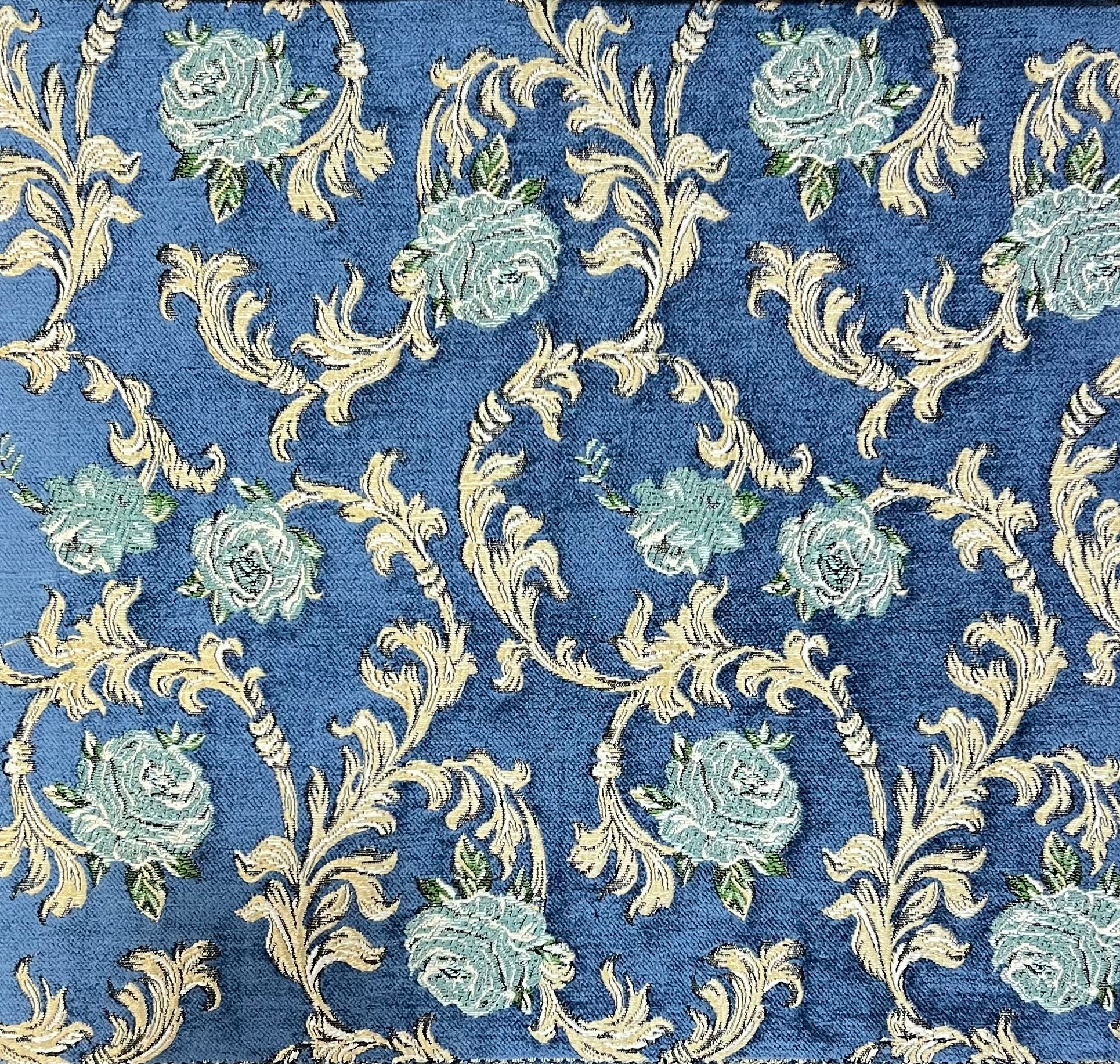 Chenille Jacquard in Vintage Floral Scroll – Upholstery & Craft (Classic Weave)