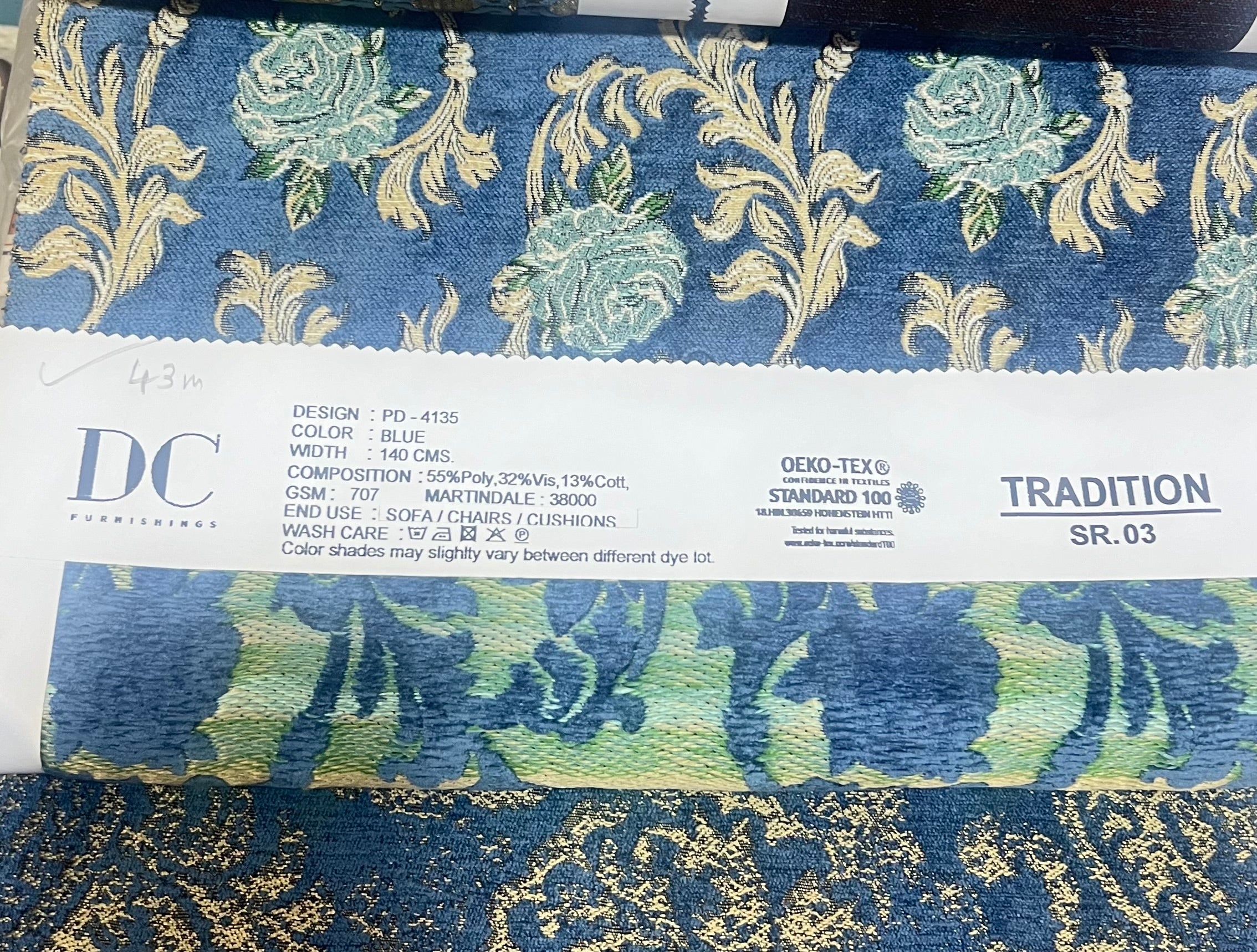 Chenille Jacquard in Vintage Floral Scroll – Upholstery & Craft (Classic Weave)