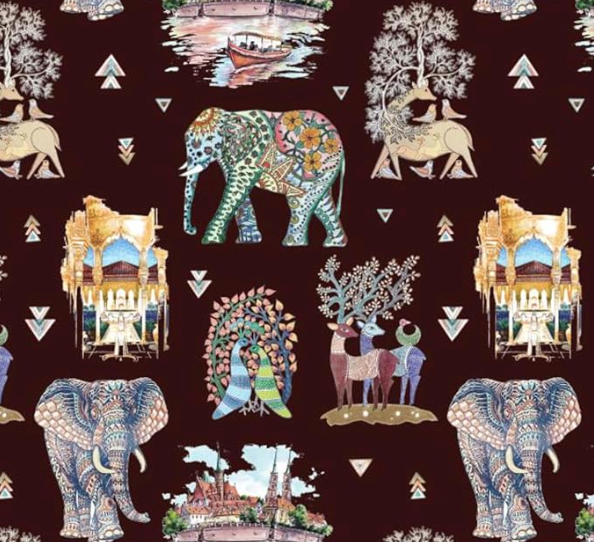 Velvet in Bohemian Animal Design Upholstery