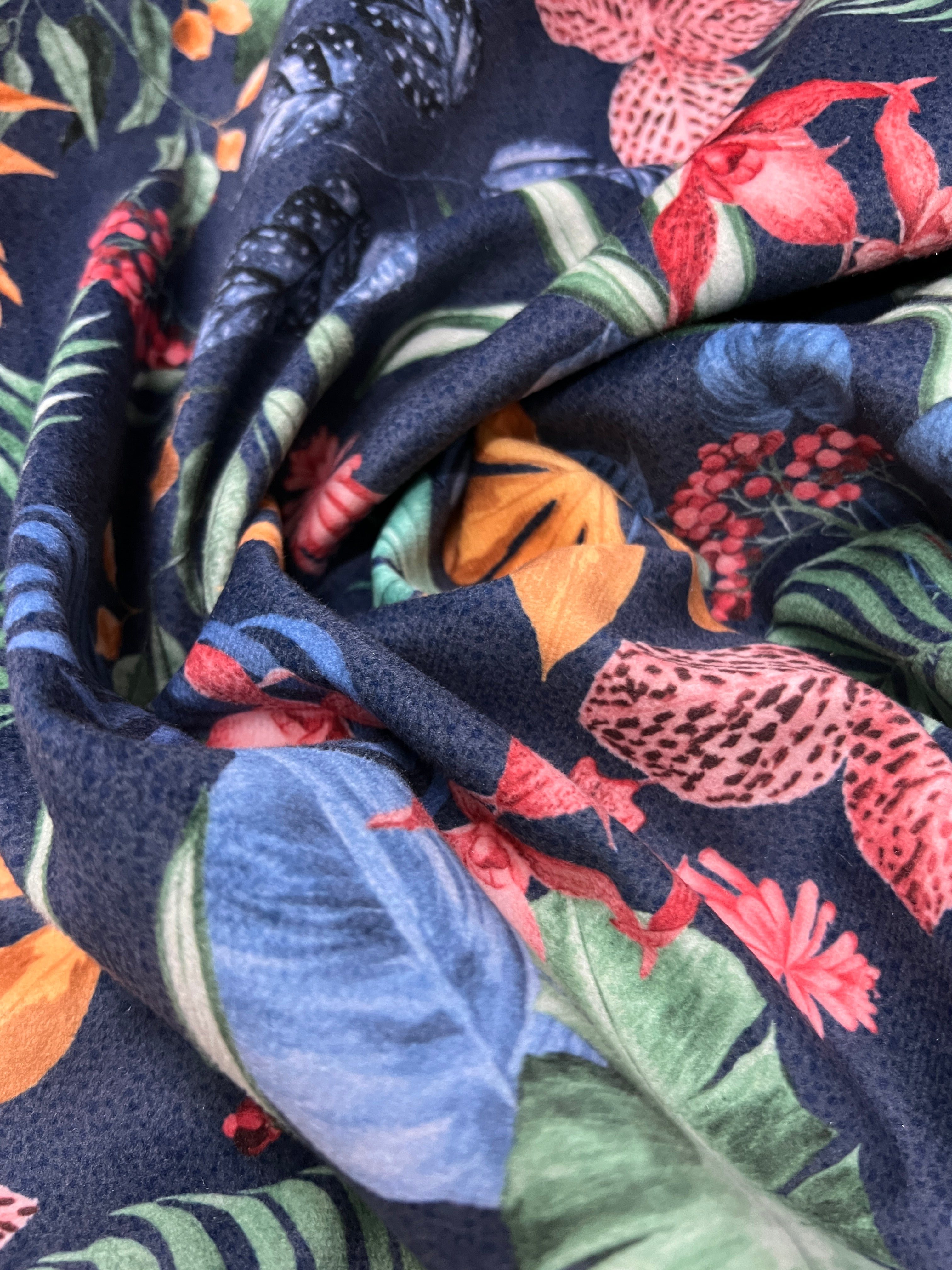 Velvet in Tropical Flower Design – Upholstery & Décor (Island Bloom)