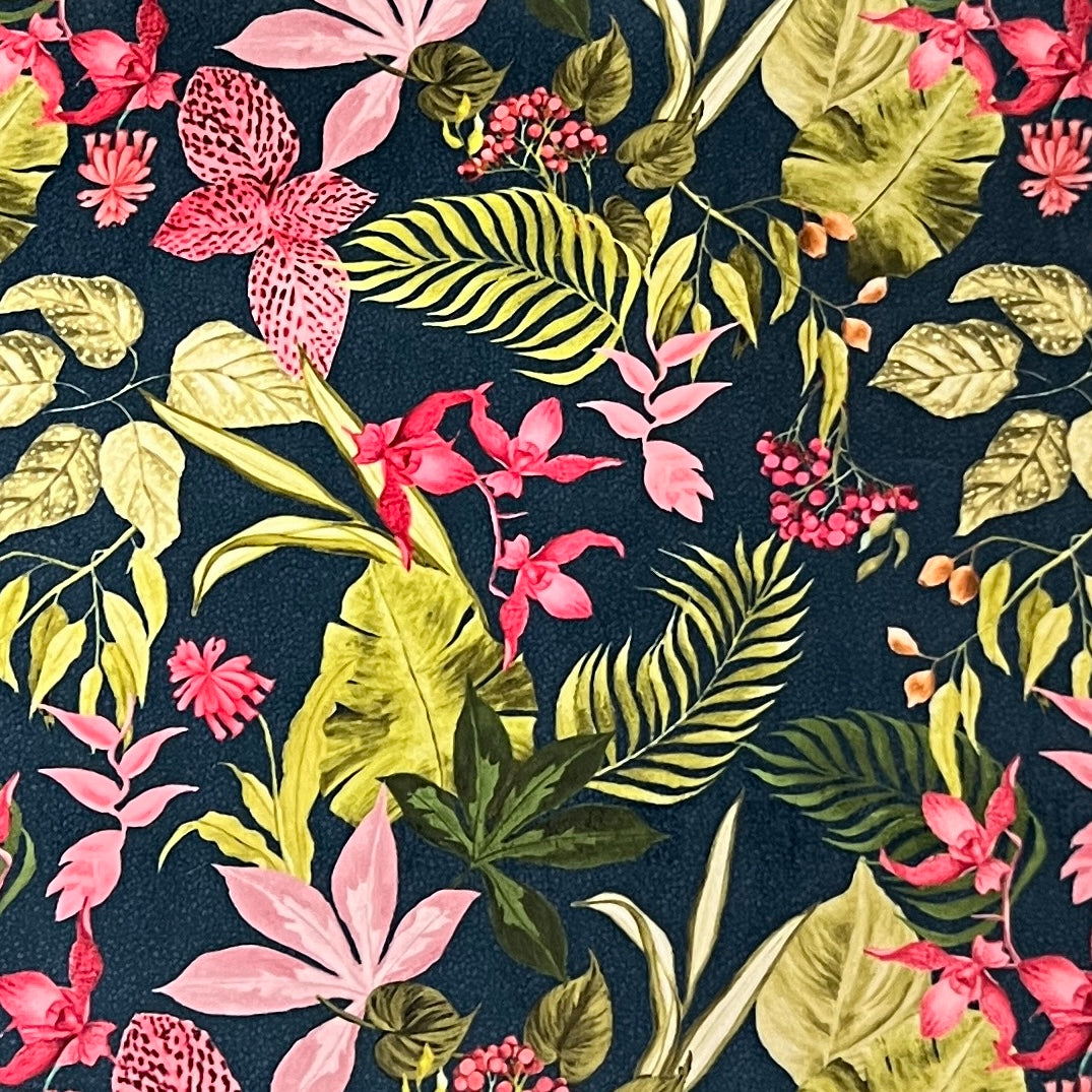 Velvet in Tropical Flower Design – Upholstery & Décor (Island Bloom)