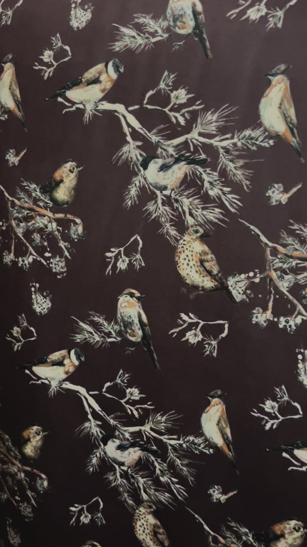 Velvet in Floral Pigeon Design – Ideal for Sofa Upholstery & Cushion Covers (Regal Aviary)