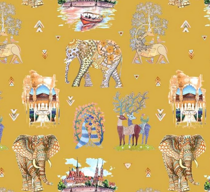 Velvet in Bohemian Animal Design Upholstery