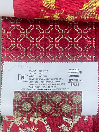 Chenille Jacquard in Vintage Abstract Geometric – Perfect for Upholstery (Heritage Grid)