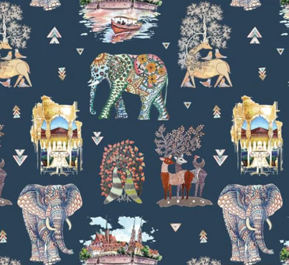 Velvet in Bohemian Animal Design Upholstery