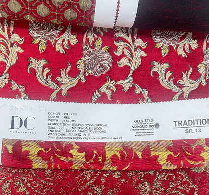 Chenille Jacquard in Vintage Floral Scroll – Upholstery & Craft (Classic Weave)