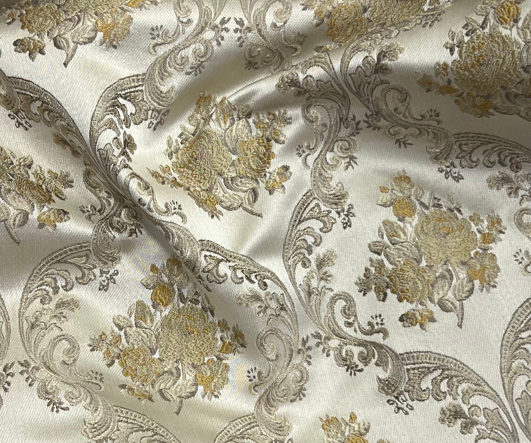 Jacquard Brocade in Damask  – Ideal for Upholstery & Drapes (Victorian Grace)