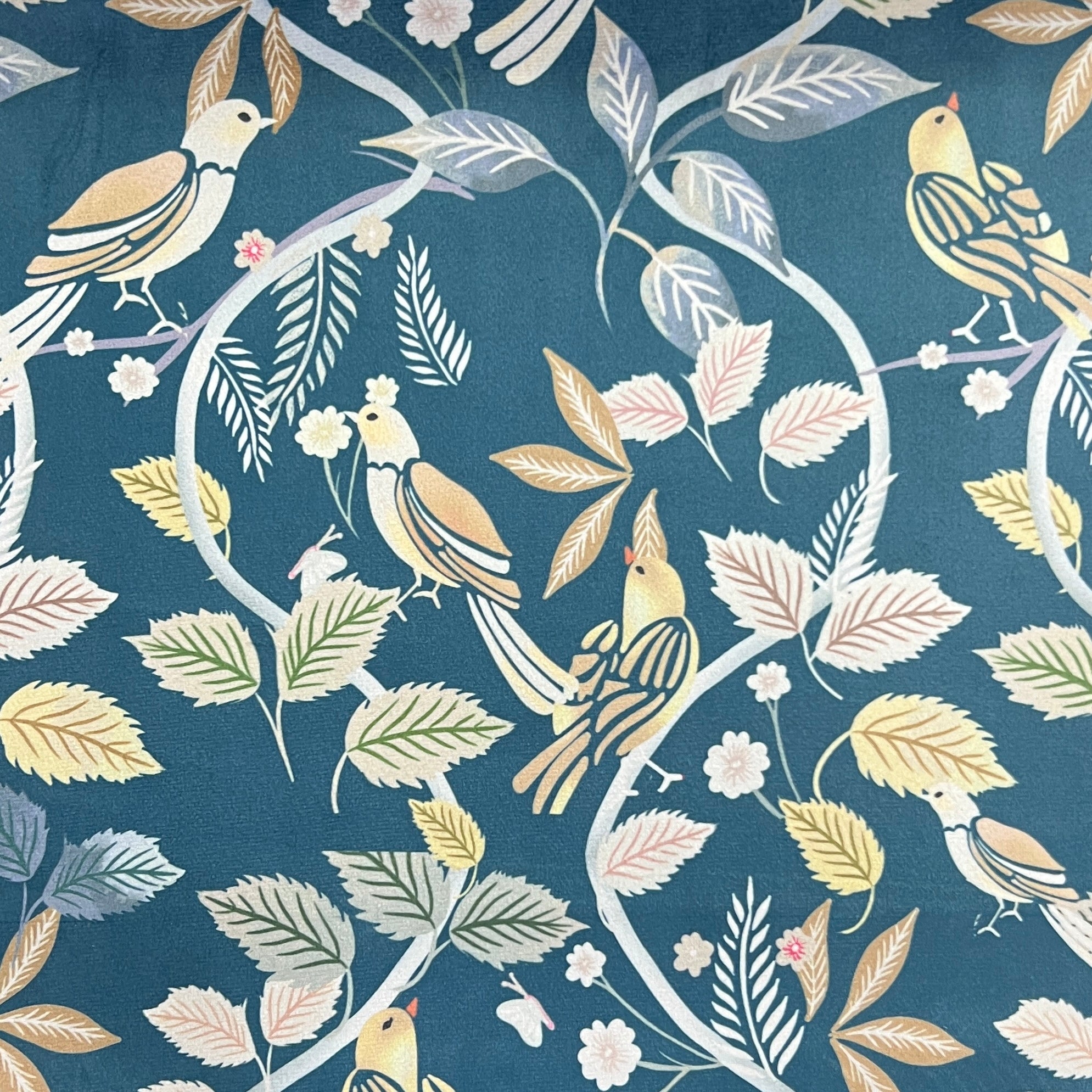 Velvet in Floral Parrot Design –  Window Treatments (Tropical Bloom)