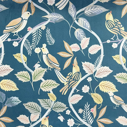 Velvet in Floral Parrot Design –  Window Treatments (Tropical Bloom)