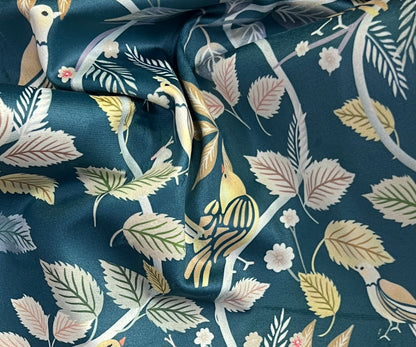 Velvet in Floral Parrot Design –  Window Treatments (Tropical Bloom)