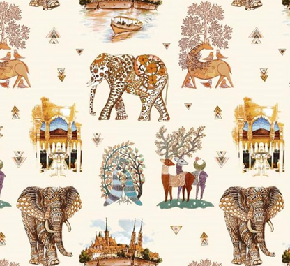 Velvet in Bohemian Animal Design Upholstery