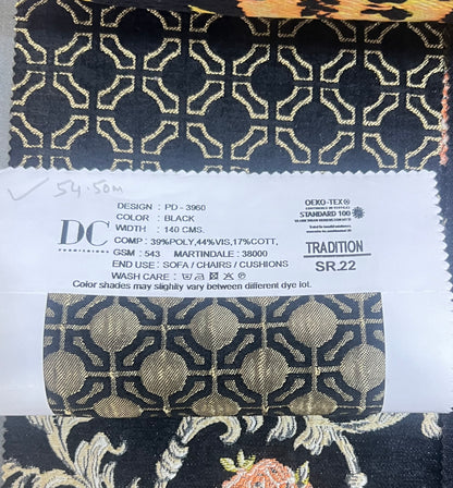 Chenille Jacquard in Vintage Abstract Geometric – Perfect for Upholstery (Heritage Grid)