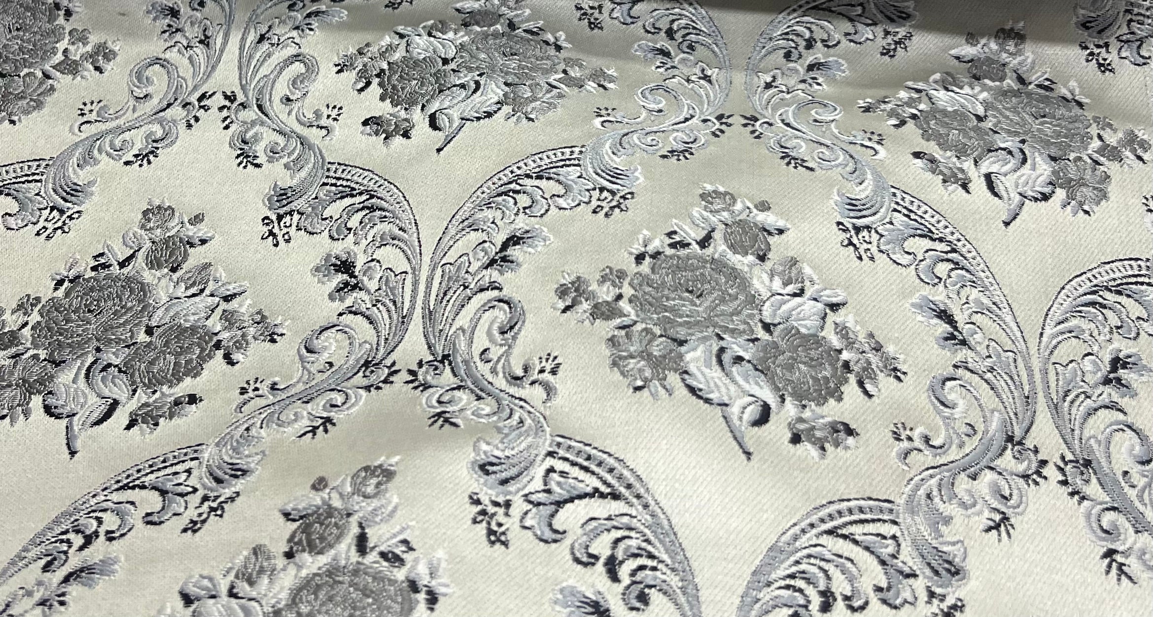 Jacquard Brocade in Damask  – Ideal for Upholstery & Drapes (Victorian Grace)