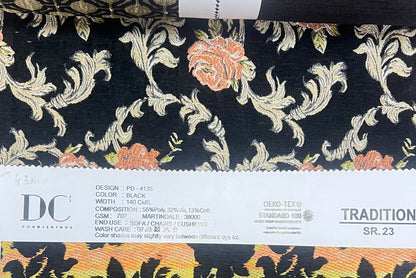 Chenille Jacquard in Vintage Floral Scroll – Upholstery & Craft (Classic Weave)