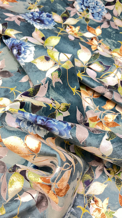 Velvet in Floral – Ideal for Sofa Upholstery & Cushion Covers (Botanic Luxe)