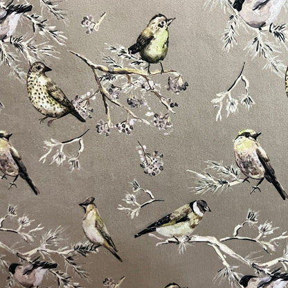 Velvet in Floral Pigeon Design – Ideal for Sofa Upholstery & Cushion Covers (Regal Aviary)