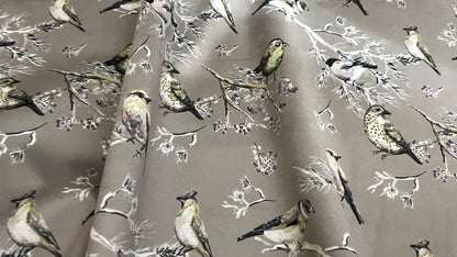 Velvet in Floral Pigeon Design – Ideal for Sofa Upholstery & Cushion Covers (Regal Aviary)