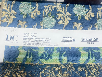 Chenille Jacquard in Vintage Floral Scroll – Upholstery & Craft (Classic Weave)