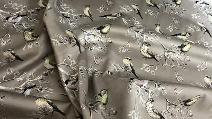 Velvet in Floral Pigeon Design – Ideal for Sofa Upholstery & Cushion Covers (Regal Aviary)