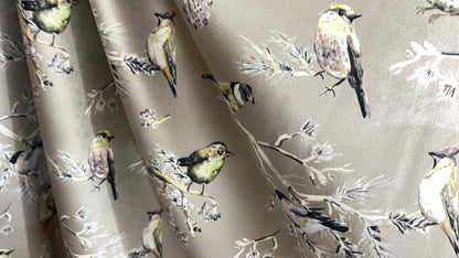 Velvet in Floral Pigeon Design – Ideal for Sofa Upholstery & Cushion Covers (Regal Aviary)