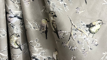 Velvet in Floral Pigeon Design – Ideal for Sofa Upholstery & Cushion Covers (Regal Aviary)
