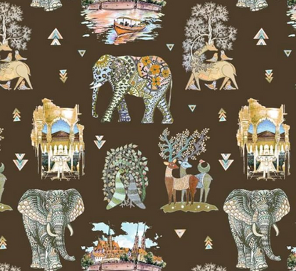 Velvet in Bohemian Animal Design Upholstery