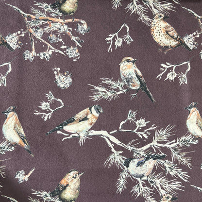 Velvet in Floral Pigeon Design – Ideal for Sofa Upholstery & Cushion Covers (Regal Aviary)