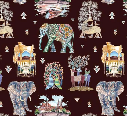 Velvet in Bohemian Animal Design Upholstery
