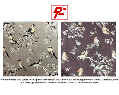 Velvet in Floral Pigeon Design – Ideal for Sofa Upholstery & Cushion Covers (Regal Aviary)