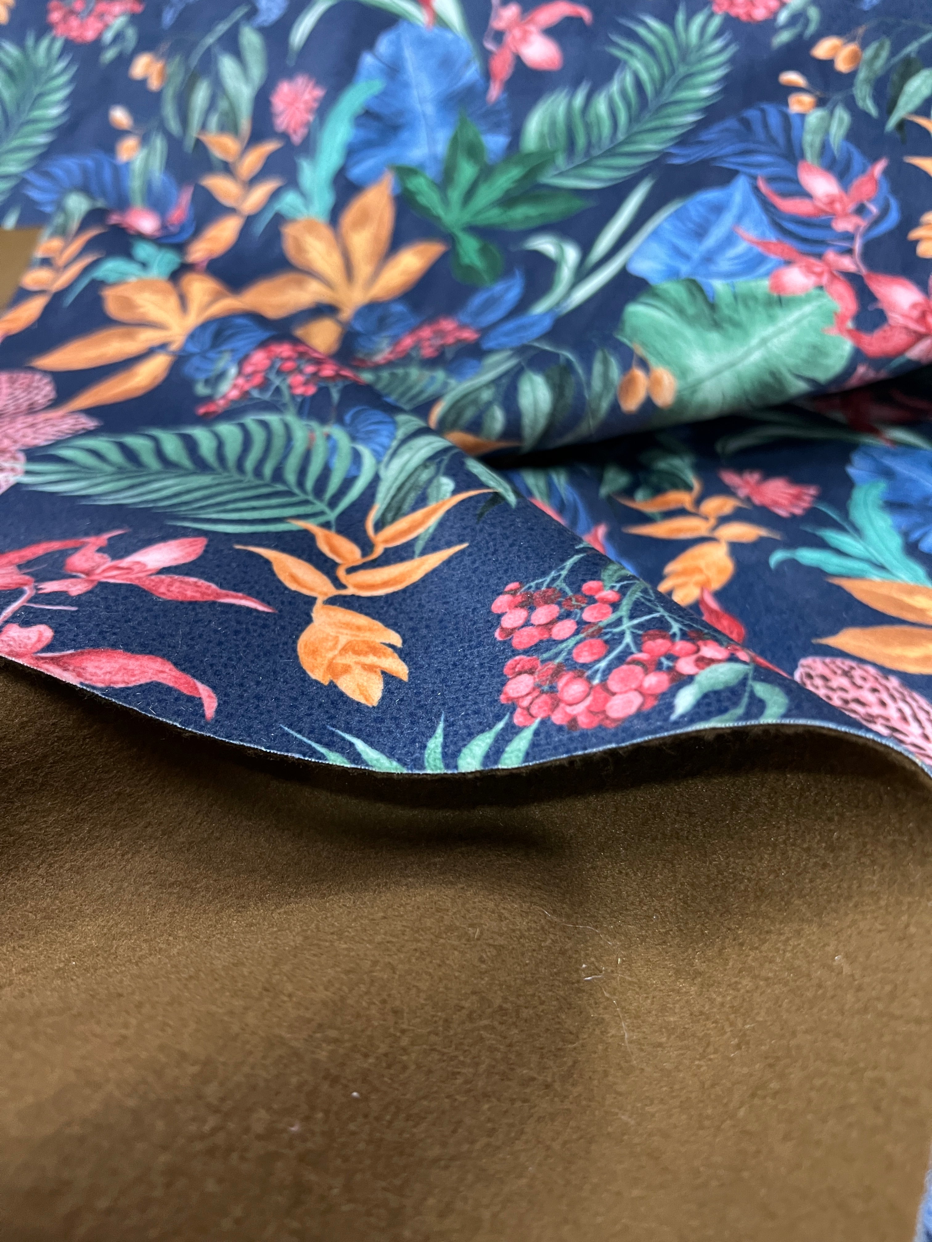 Velvet in Tropical Flower Design – Upholstery & Décor (Island Bloom)