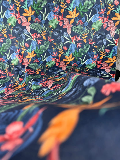 Velvet in Tropical Flower Design – Upholstery & Décor (Island Bloom)