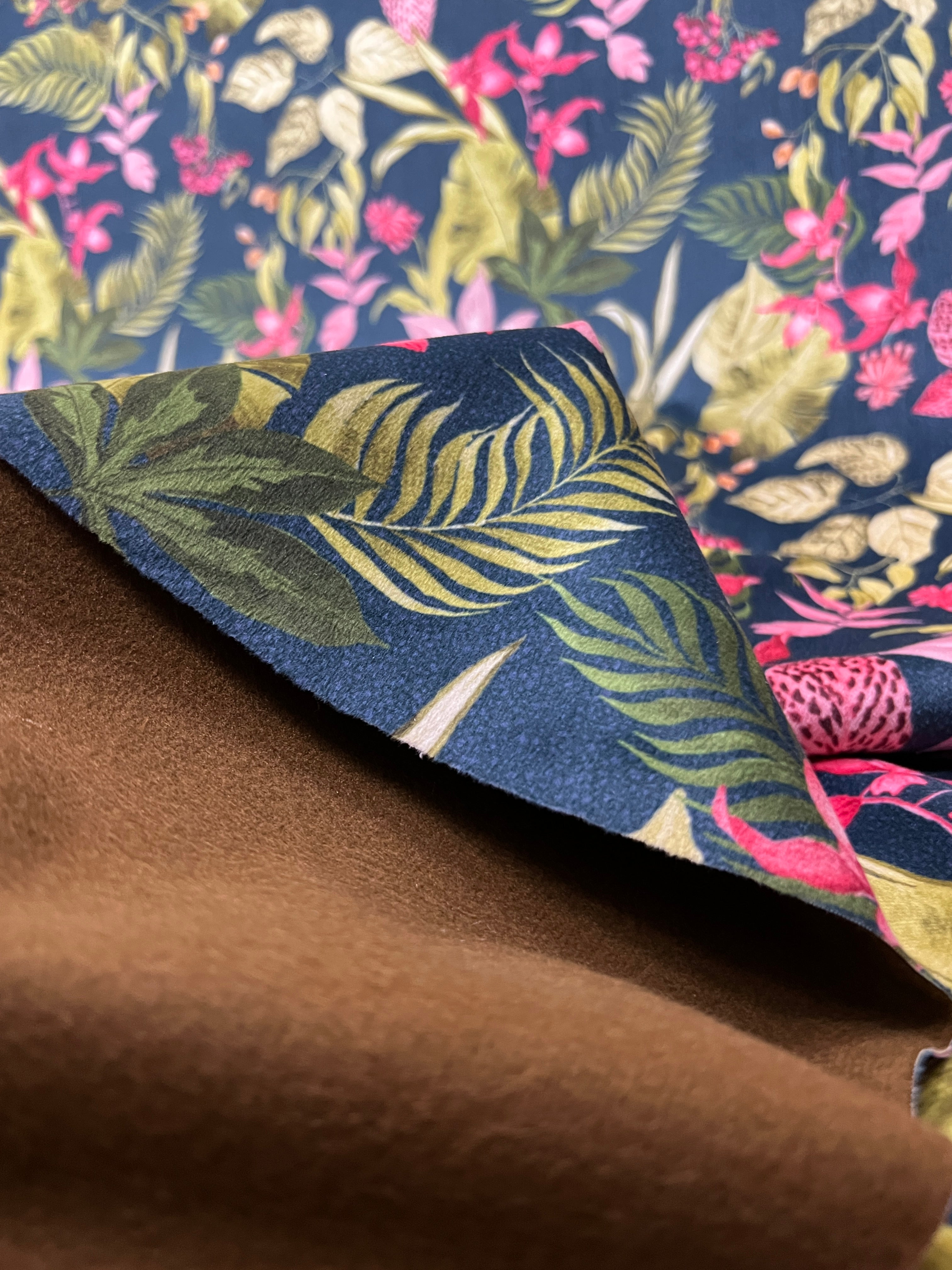 Velvet in Tropical Flower Design – Upholstery & Décor (Island Bloom)