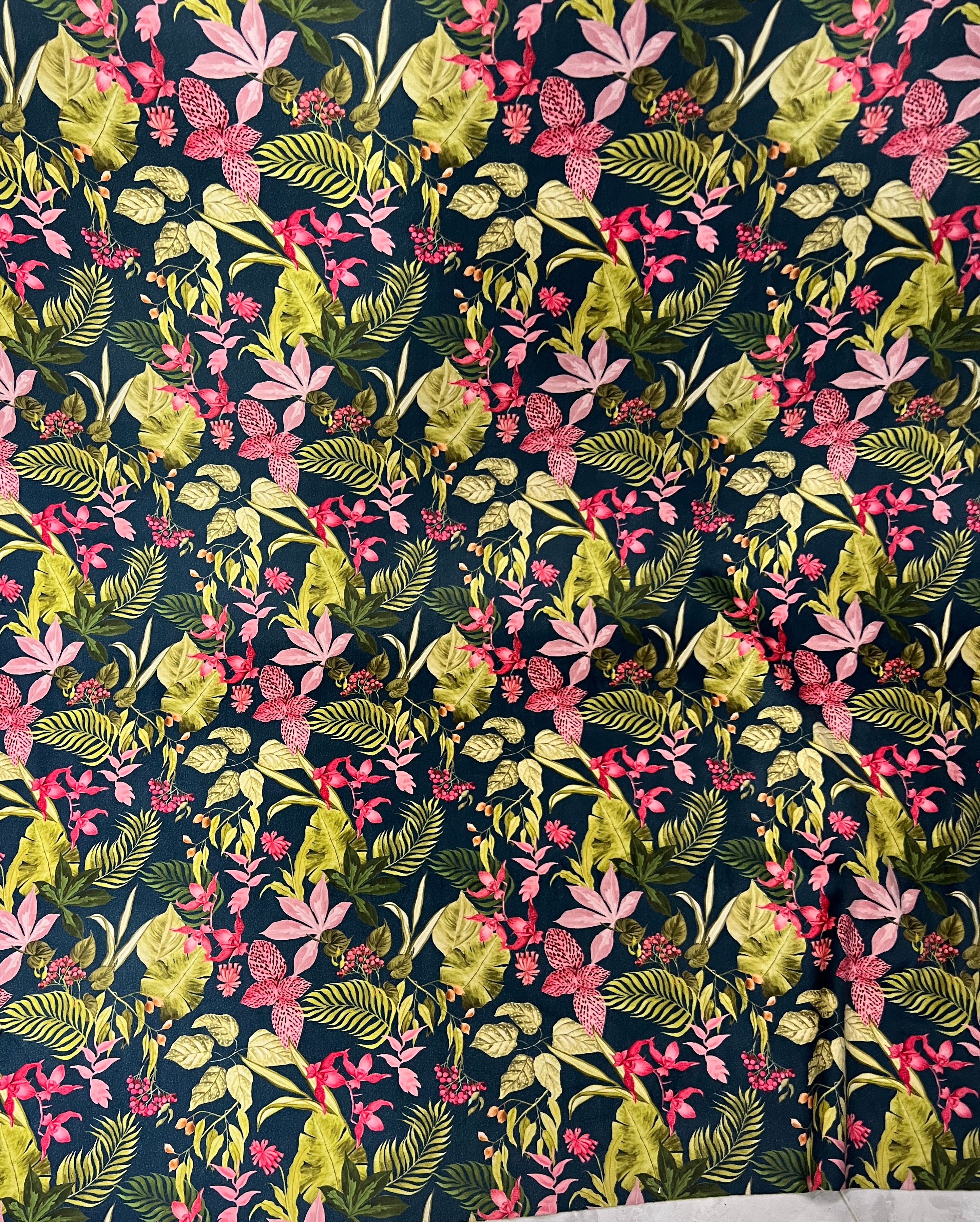 Velvet in Tropical Flower Design – Upholstery & Décor (Island Bloom)