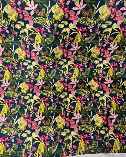 Velvet in Tropical Flower Design – Upholstery & Décor (Island Bloom)