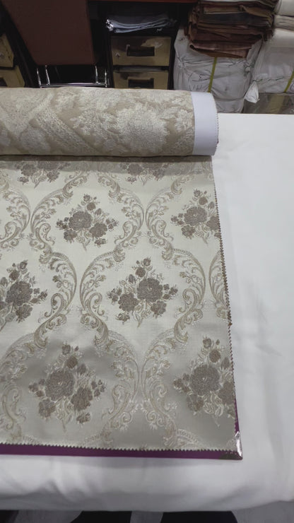 Jacquard Brocade in Damask  – Ideal for Upholstery & Drapes (Victorian Grace)