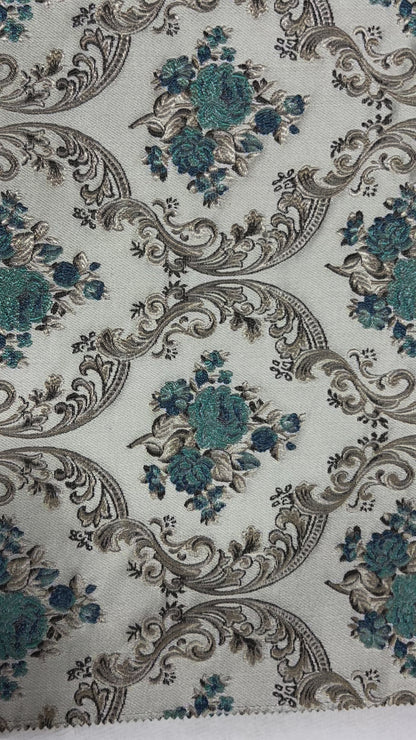 Jacquard Brocade in Damask  – Ideal for Upholstery & Drapes (Victorian Grace)