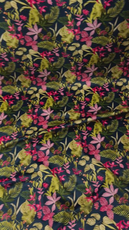 Velvet in Tropical Flower Design – Upholstery & Décor (Island Bloom)