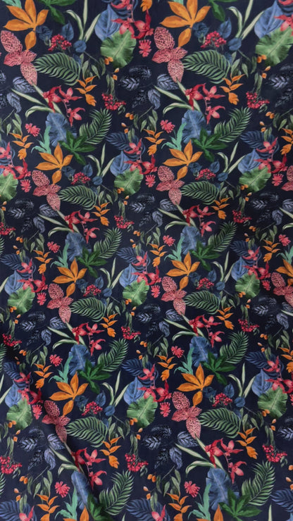 Velvet in Tropical Flower Design – Upholstery & Décor (Island Bloom)